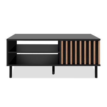 Table basse 2 niches 1 porte noir et bois Monza - Le Dépôt Bailleul