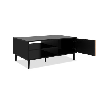 Table basse 2 niches 1 porte noir et bois Monza - Le Dépôt Bailleul