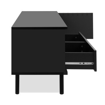 Meuble TV 2 niches 2 tiroirs 1 porte noir et bois Monza - Le Dépôt Bailleul