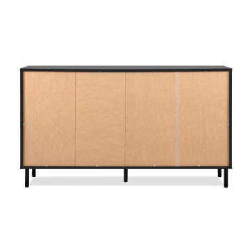 Buffet 3 portes 4 tiroirs noir et bois Monza - Le Dépôt Bailleul