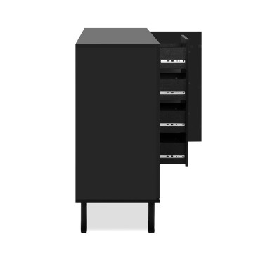 Buffet 3 portes 4 tiroirs noir et bois Monza - Le Dépôt Bailleul