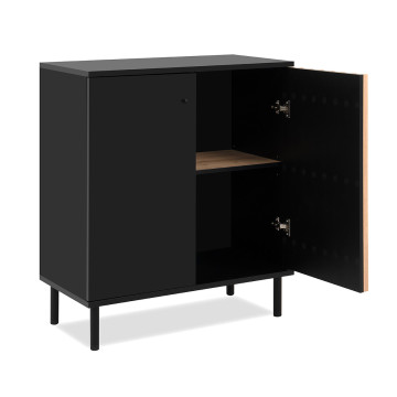 Buffet petit modèle 2 portes noir et bois Monza - Le Dépôt Bailleul