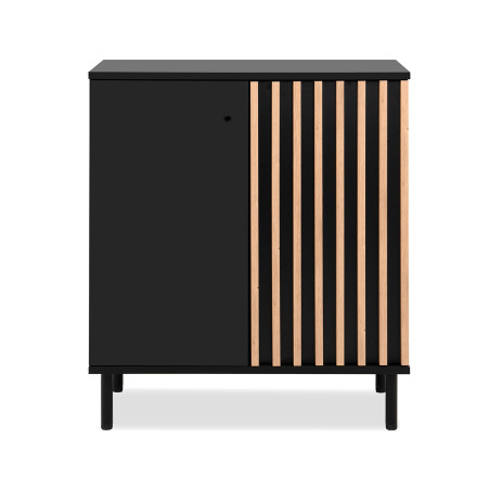 Buffet petit modèle 2 portes noir et bois Monza - Le Dépôt Bailleul