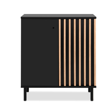 Buffet petit modèle 2 portes noir et bois Monza - Le Dépôt Bailleul