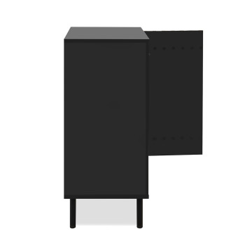 Buffet petit modèle 2 portes noir et bois Monza - Le Dépôt Bailleul