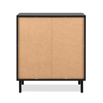 Buffet petit modèle 2 portes noir et bois Monza - Le Dépôt Bailleul