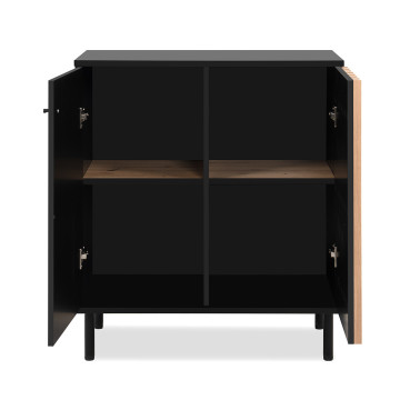 Buffet petit modèle 2 portes noir et bois Monza - Le Dépôt Bailleul