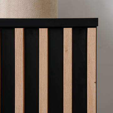 Buffet petit modèle 2 portes noir et bois Monza - Le Dépôt Bailleul