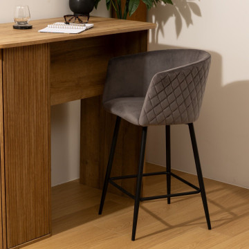 Fauteuil de bar velours gris Marlo Atmosphera - Le Dépôt Bailleul