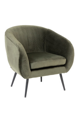 Fauteuil velours kaki...