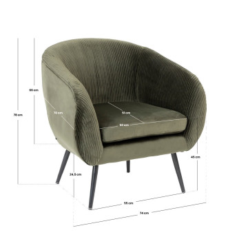 Fauteuil velours kaki Solaro Atmosphera - Le Dépôt Bailleul