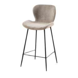 Tabouret de bar tissu beige pieds métal noir - Le Dépôt Bailleul