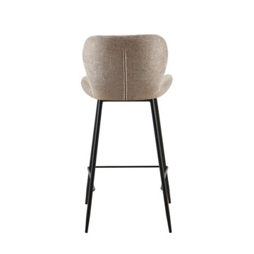 Tabouret de bar tissu beige pieds métal noir - Le Dépôt Bailleul