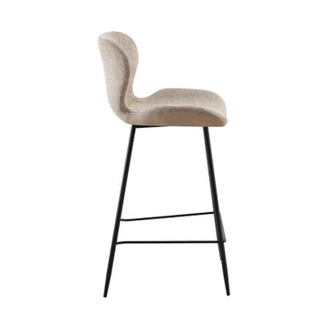 Tabouret de bar tissu beige pieds métal noir - Le Dépôt Bailleul
