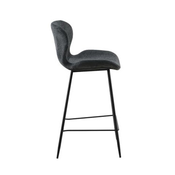 Tabouret de bar tissu gris pieds métal noir - Le Dépôt Bailleul