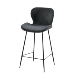 Tabouret de bar tissu gris pieds métal noir - Le Dépôt Bailleul