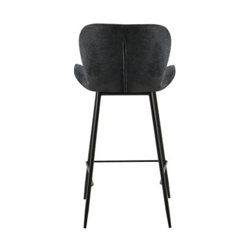 Tabouret de bar tissu gris pieds métal noir - Le Dépôt Bailleul