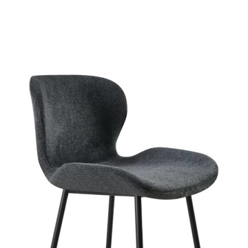 Tabouret de bar tissu gris pieds métal noir - Le Dépôt Bailleul