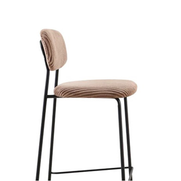Tabouret de bar style écolier velours côtelé beige - Le Dépôt Bailleul