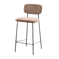 Tabouret de bar style écolier velours côtelé beige - Le Dépôt Bailleul