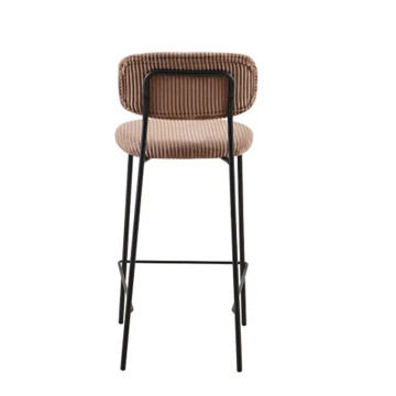 Tabouret de bar style écolier velours côtelé beige - Le Dépôt Bailleul