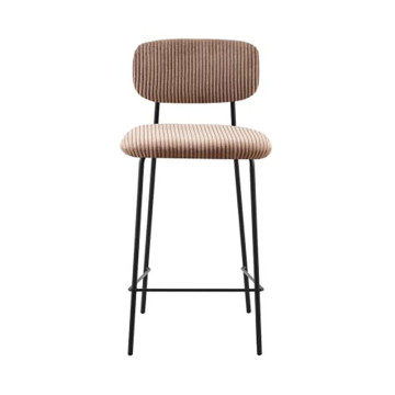 Tabouret de bar style écolier velours côtelé beige - Le Dépôt Bailleul