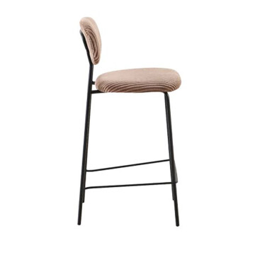 Tabouret de bar style écolier velours côtelé beige - Le Dépôt Bailleul