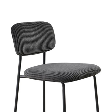 Tabouret de bar style écolier velours côtelé gris - Le Dépôt Bailleul