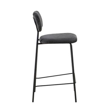 Tabouret de bar style écolier velours côtelé gris - Le Dépôt Bailleul
