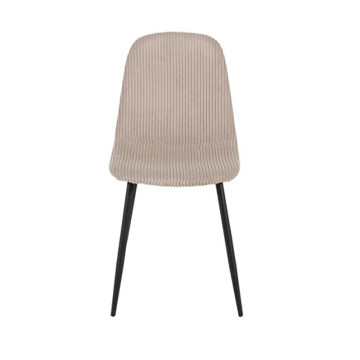 Chaise velours côtelé beige pieds métal noir - Le Dépôt Bailleul