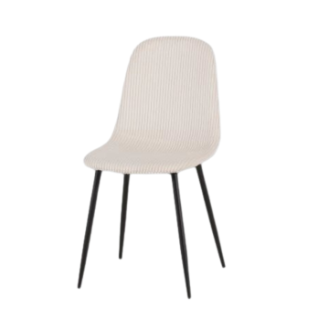 Chaise velours côtelé blanc pieds métal noir - Le Dépôt Bailleul