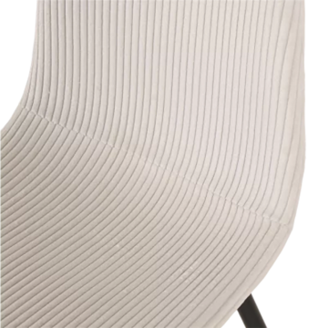 Chaise velours côtelé blanc pieds métal noir - Le Dépôt Bailleul