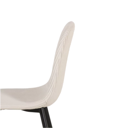 Chaise velours côtelé blanc pieds métal noir - Le Dépôt Bailleul