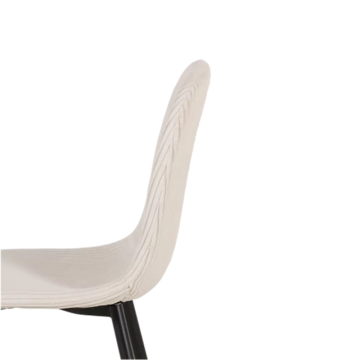 Chaise velours côtelé blanc pieds métal noir - Le Dépôt Bailleul