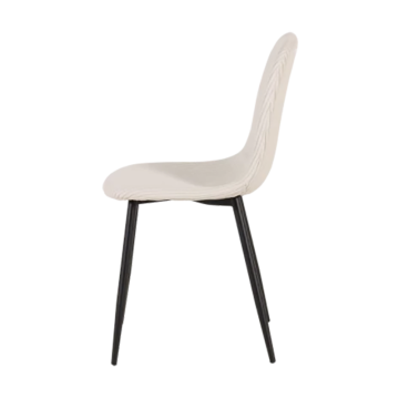 Chaise velours côtelé blanc pieds métal noir - Le Dépôt Bailleul