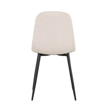 Chaise velours côtelé blanc pieds métal noir - Le Dépôt Bailleul