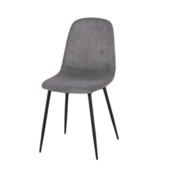 Chaise velours côtelé gris foncé pieds métal noir - Le Dépôt Bailleul