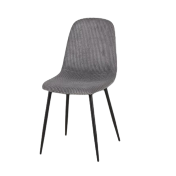 Chaise velours côtelé gris foncé pieds métal noir - Le Dépôt Bailleul