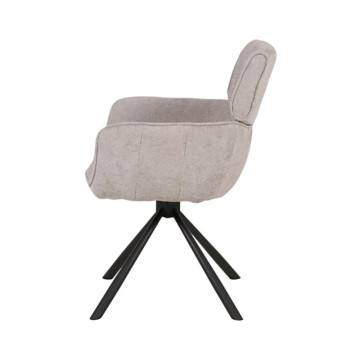 Chaise pivotante 360° tissu gris clair pieds métal noir - Le Dépôt Bailleul