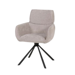 Chaise pivotante 360° tissu gris clair pieds métal noir - Le Dépôt Bailleul