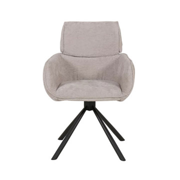 Chaise pivotante 360° tissu gris clair pieds métal noir - Le Dépôt Bailleul