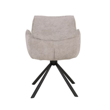 Chaise pivotante 360° tissu gris clair pieds métal noir - Le Dépôt Bailleul