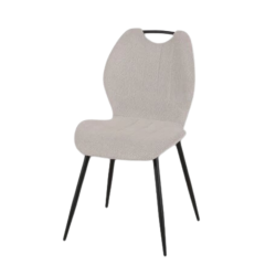 Chaise avec poignée tissu gris clair pieds métal - Le Dépôt Bailleul