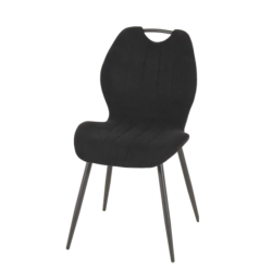 Chaise avec poignée tissu noir pieds métal - Le Dépôt Bailleul