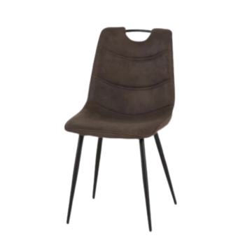 Chaise simili gris avec poignée pieds métal noir - Le Dépôt Bailleul