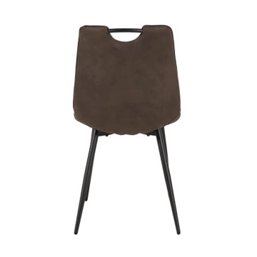 Chaise simili gris avec poignée pieds métal noir - Le Dépôt Bailleul