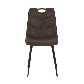 Chaise simili gris avec poignée pieds métal noir - Le Dépôt Bailleul