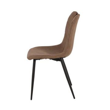 Chaise simili marron avec poignée pieds métal noir - Le Dépôt Bailleul