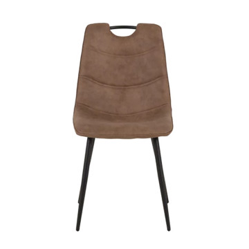 Chaise simili marron avec poignée pieds métal noir - Le Dépôt Bailleul