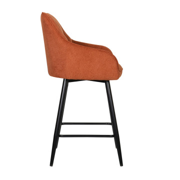 Tabouret de bar Rio terracotta pieds métal noir - Le Dépôt Bailleul